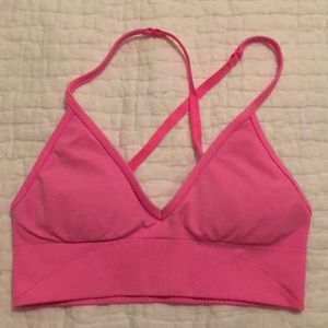 Lululemon athletic, neon pink x back sports bra, 8
